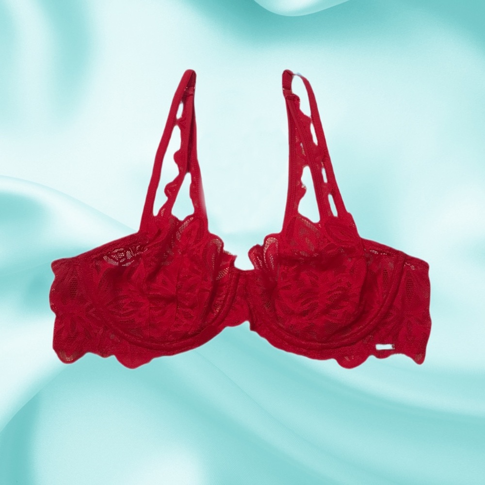 PINK Underlined Lace Red Bra